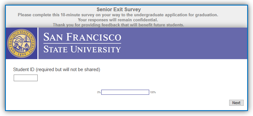 Graduation Exit survey window