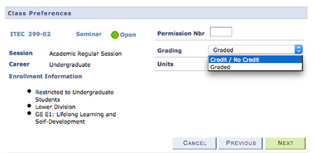 Class preferences menu wih the grading options drop down listed